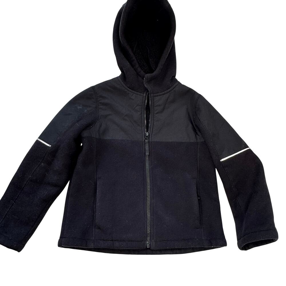 Lands End Boys Fleece Zippered Hoodie Jacket Black Med (5 - 6) Outdoors, Cozy
